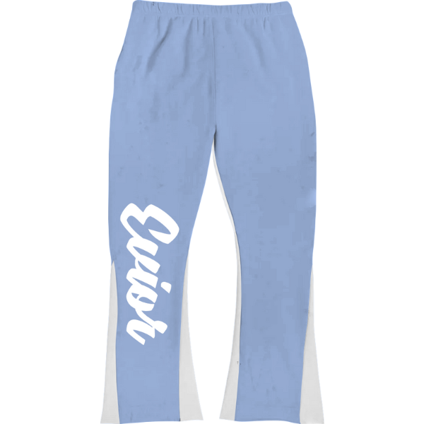 Puff Print Flared Joggers - Light Blue