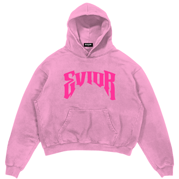"Evior" Puff Print Hoodie - Pink