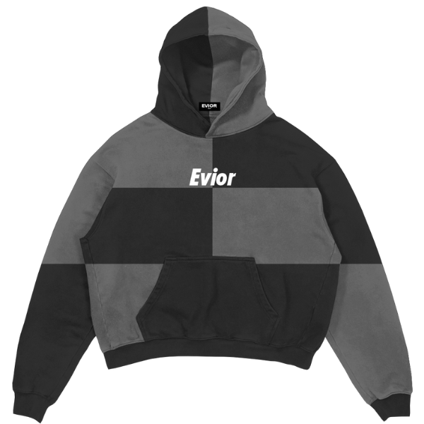 Checkered Hoodie - Grey & Black