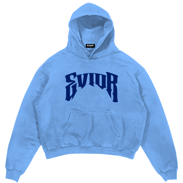 "Evior" Puff Print Hoodie - Blue