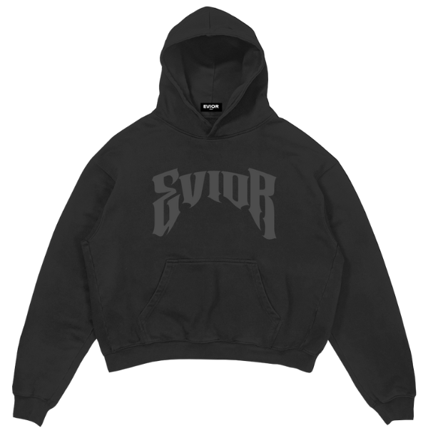 "Evior" Puff Print Hoodie - Black