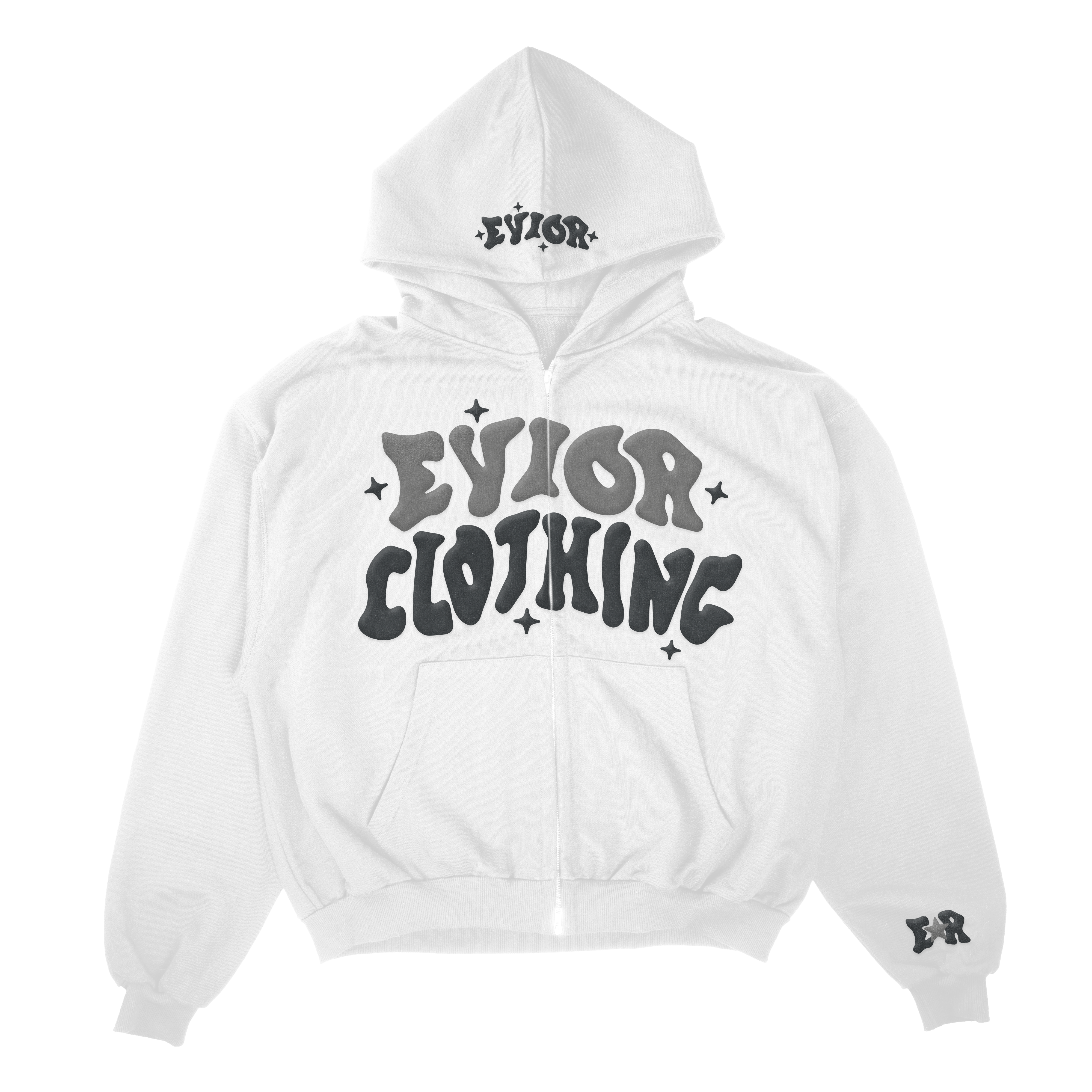 White Puffer Zip-Up Hoodie: Effortless Elegance