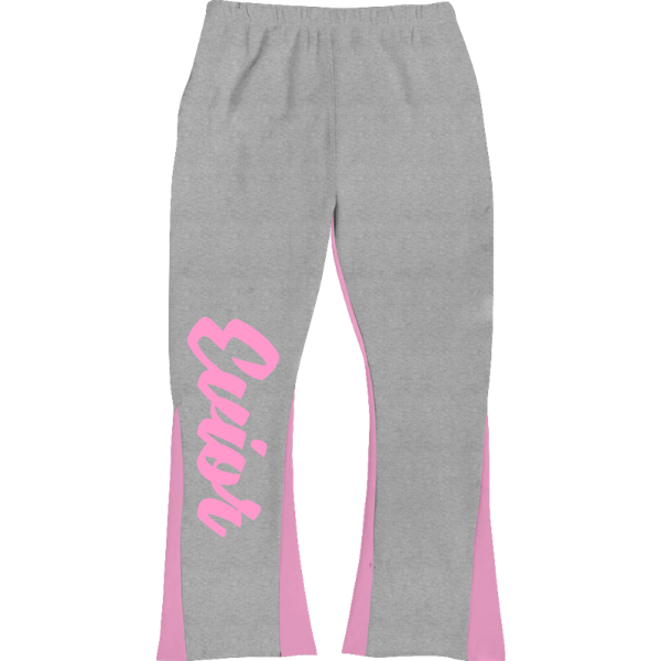 Puff Print Flared Joggers - Pink Mist