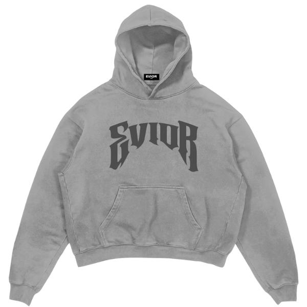 "Evior" Puff Print Hoodie - Grey