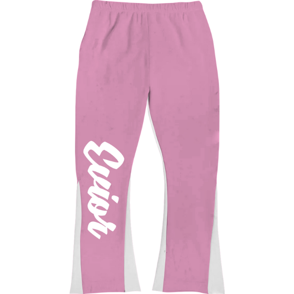 Puff Print Flared Joggers - Pink