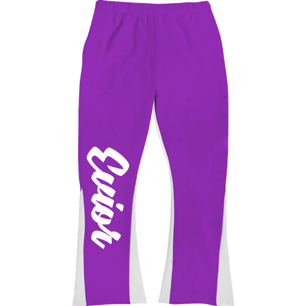 Puff Print Flared Joggers - Purple