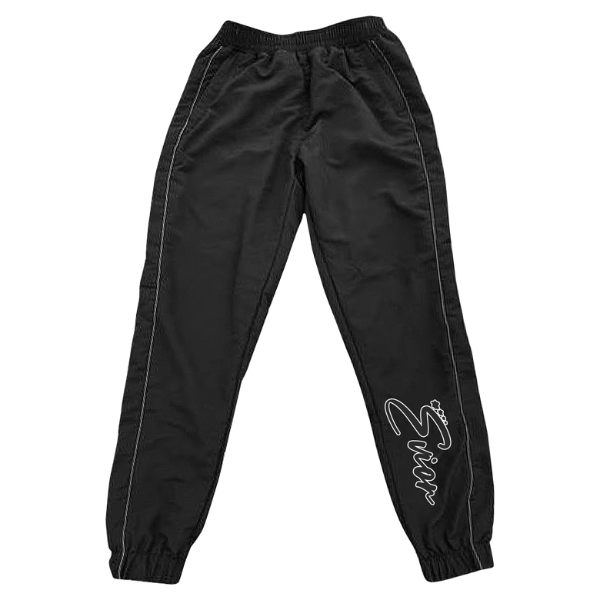 Nylon Tracksuit Zip Up Joggers - Black