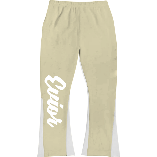 Puff Print Flared Joggers - Beige